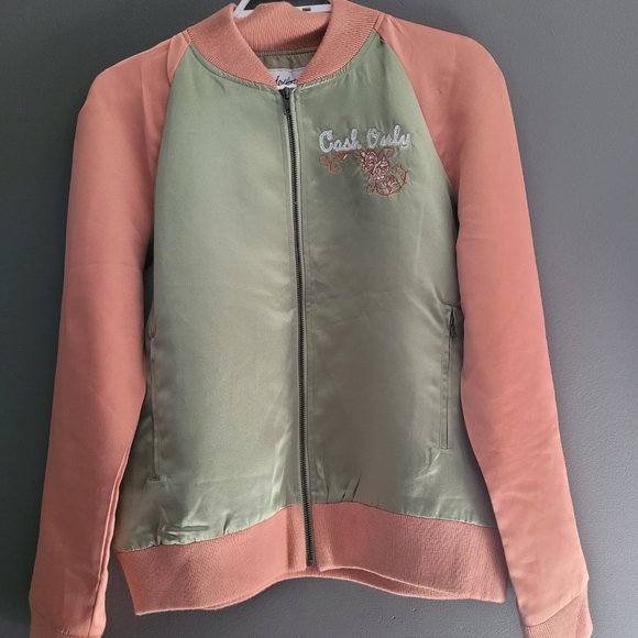 Understated Leather "Cash Only" Bomber - Size Large - Picture 2 of 4